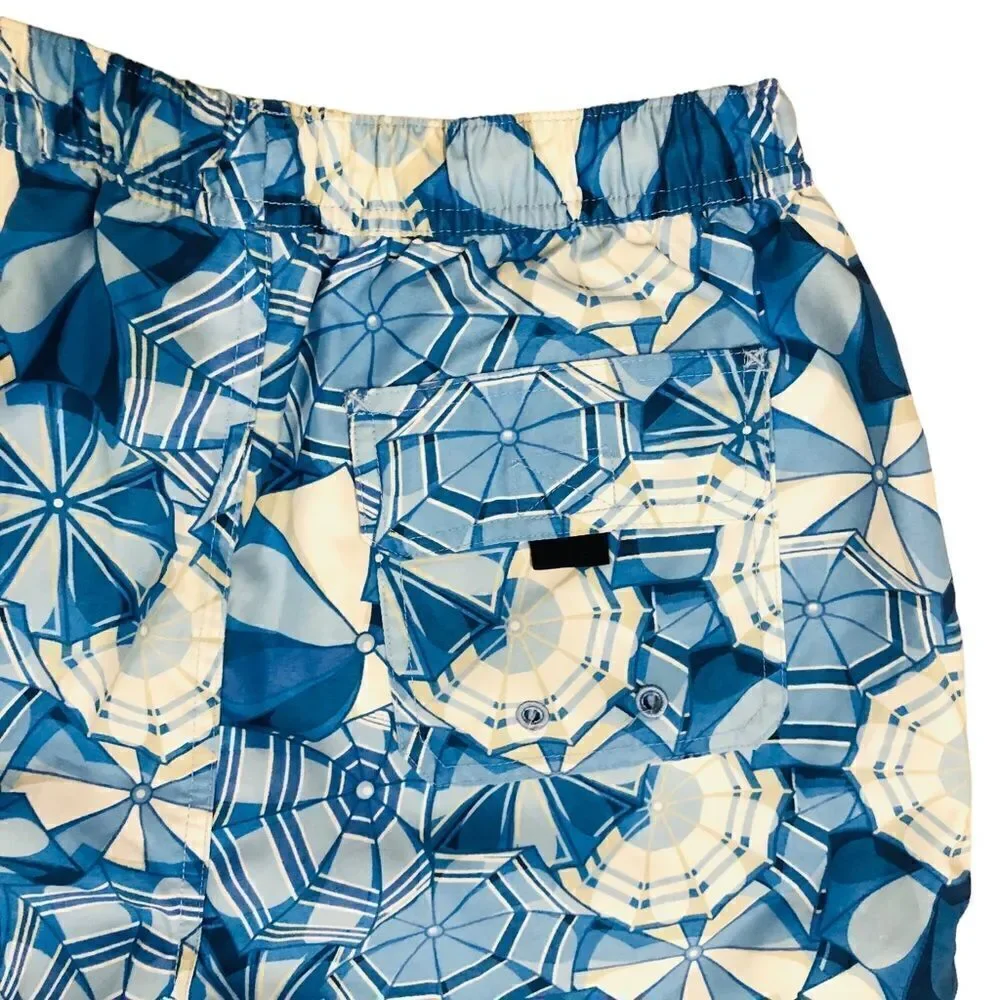 NWOT Vineyard Vines Blue Umbrellas Print Swim Board Trunk Shorts Mens Sz S
